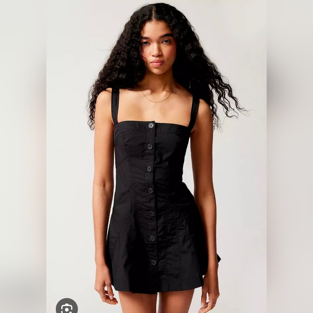 Urban Outfitters Black Button Up Mini Dress (size M)